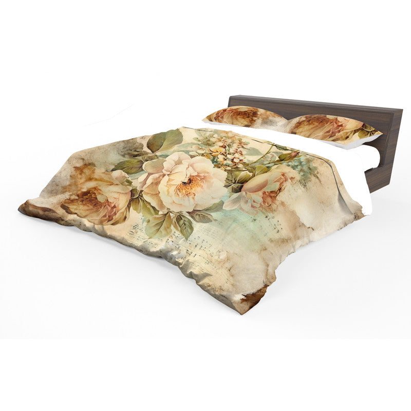 Vintage Floral Silken Frame Duvet Cover Set
