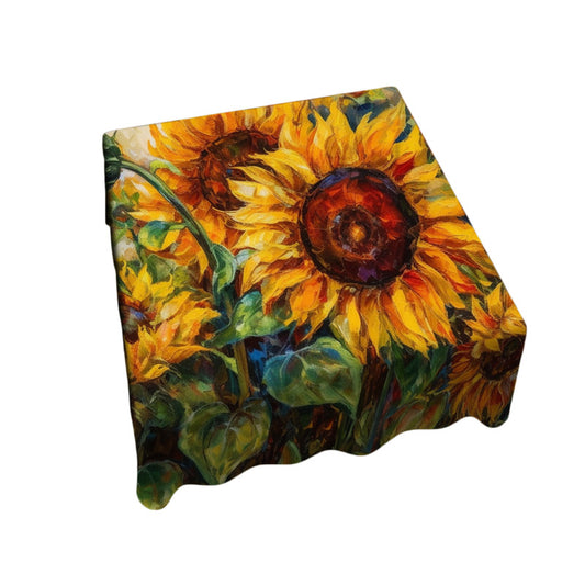 Vintage Painted Sunflower Field Square Tablecloth