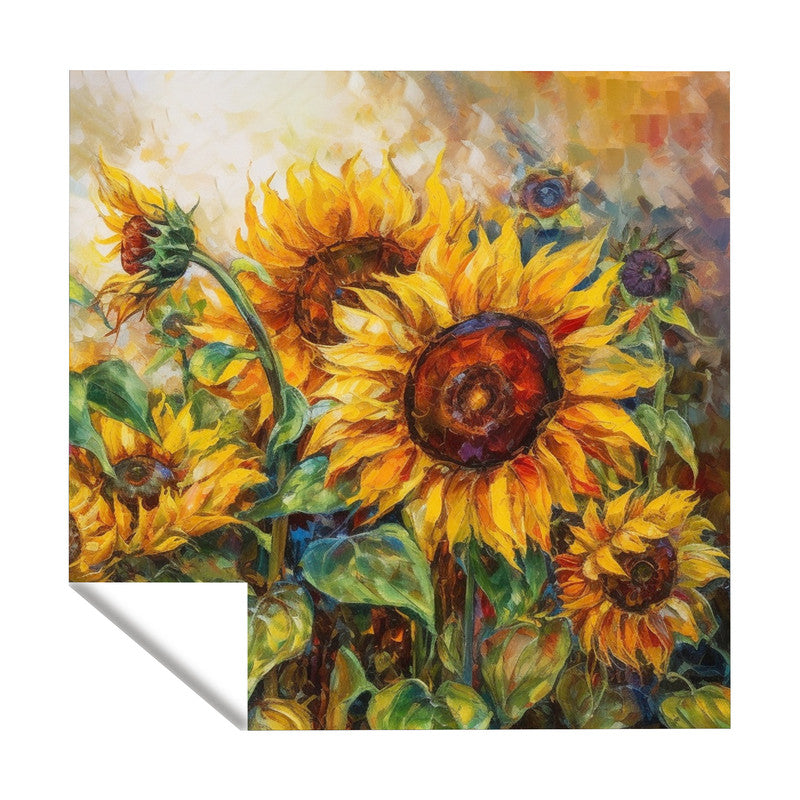 Vintage Painted Sunflower Field Square Tablecloth