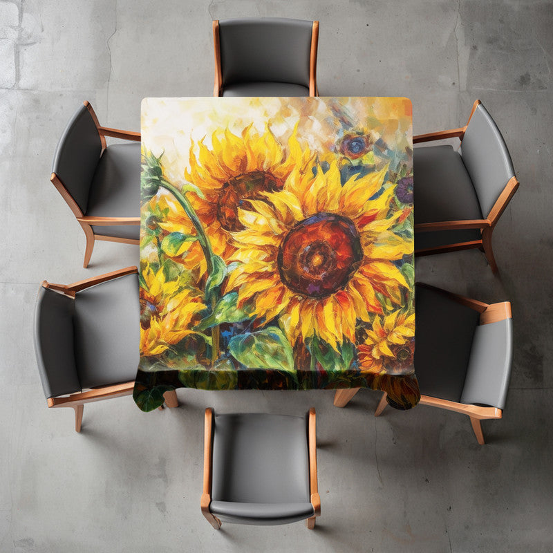 Vintage Painted Sunflower Field Square Tablecloth