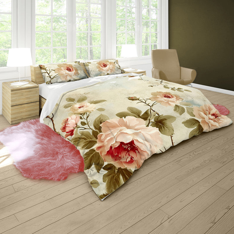 Vintage Rose Sepia Bloom Duvet Cover Set