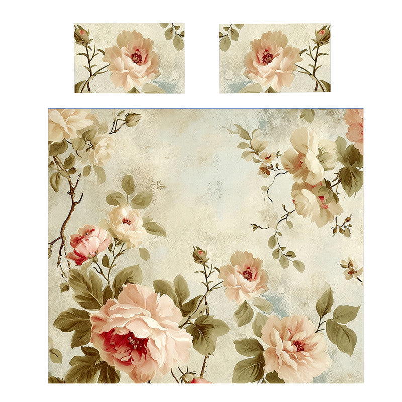 Vintage Rose Sepia Bloom Duvet Cover Set