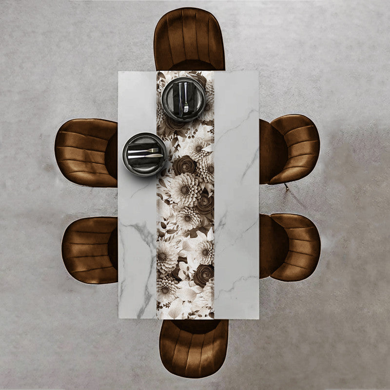 Vintage Sepia Flowers Table Runner by Mark van Vuuren