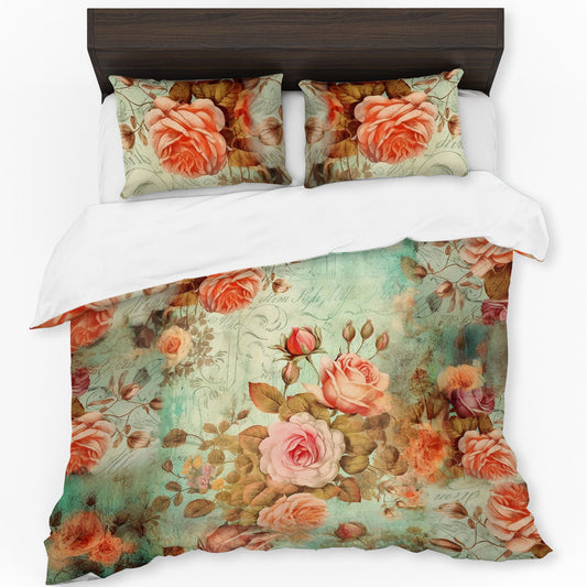 Vintage Wildflower Whimsy Duvet Cover Set