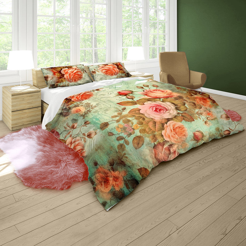Vintage Wildflower Whimsy Duvet Cover Set