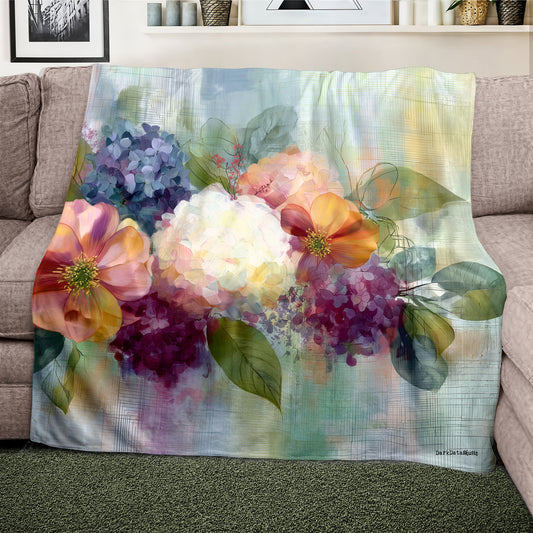Vintage Bloom Light Weight Fleece Blanket by Wikus Schalkwyk