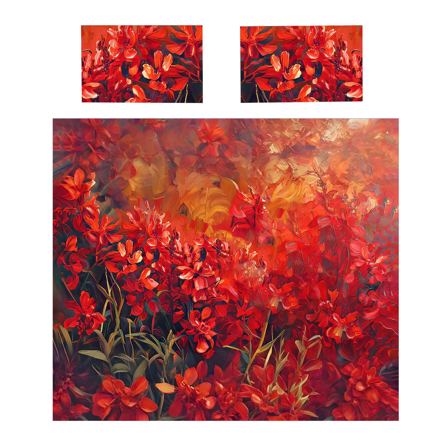 Vintage Crimson Floral Duvet Cover Set