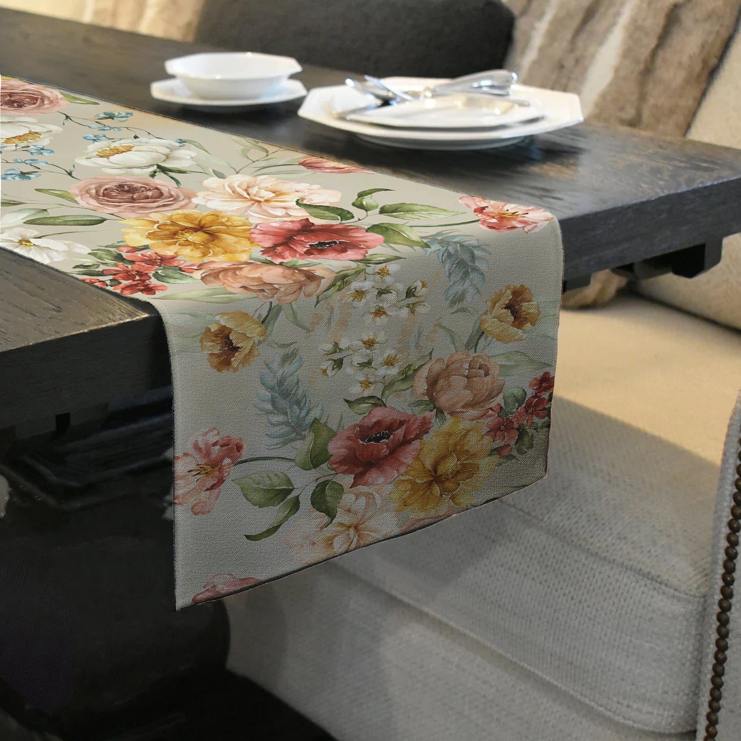 Vintage Floral Bloom Table Runner by Mark van Vuuren