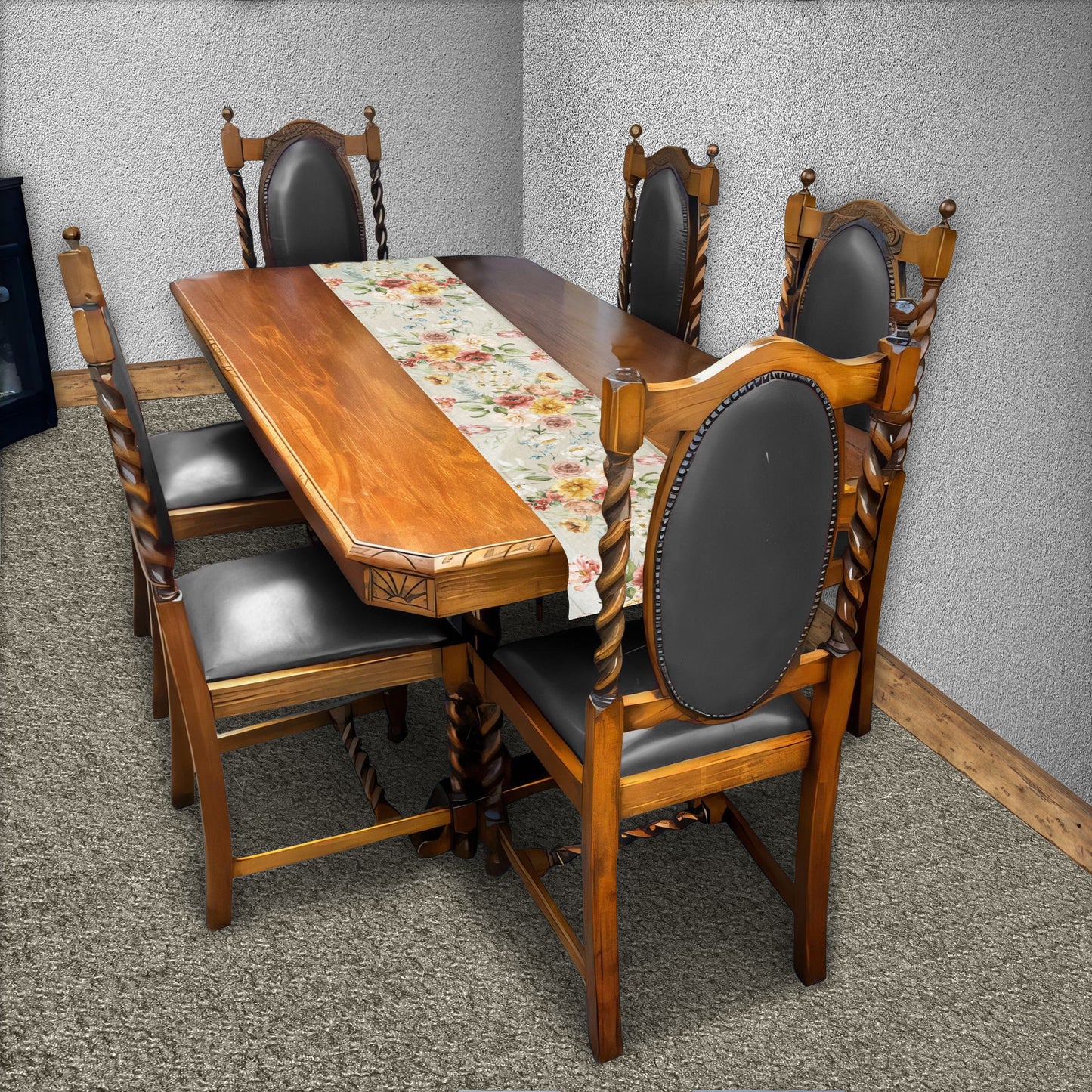 Vintage Floral Bloom Table Runner by Mark van Vuuren