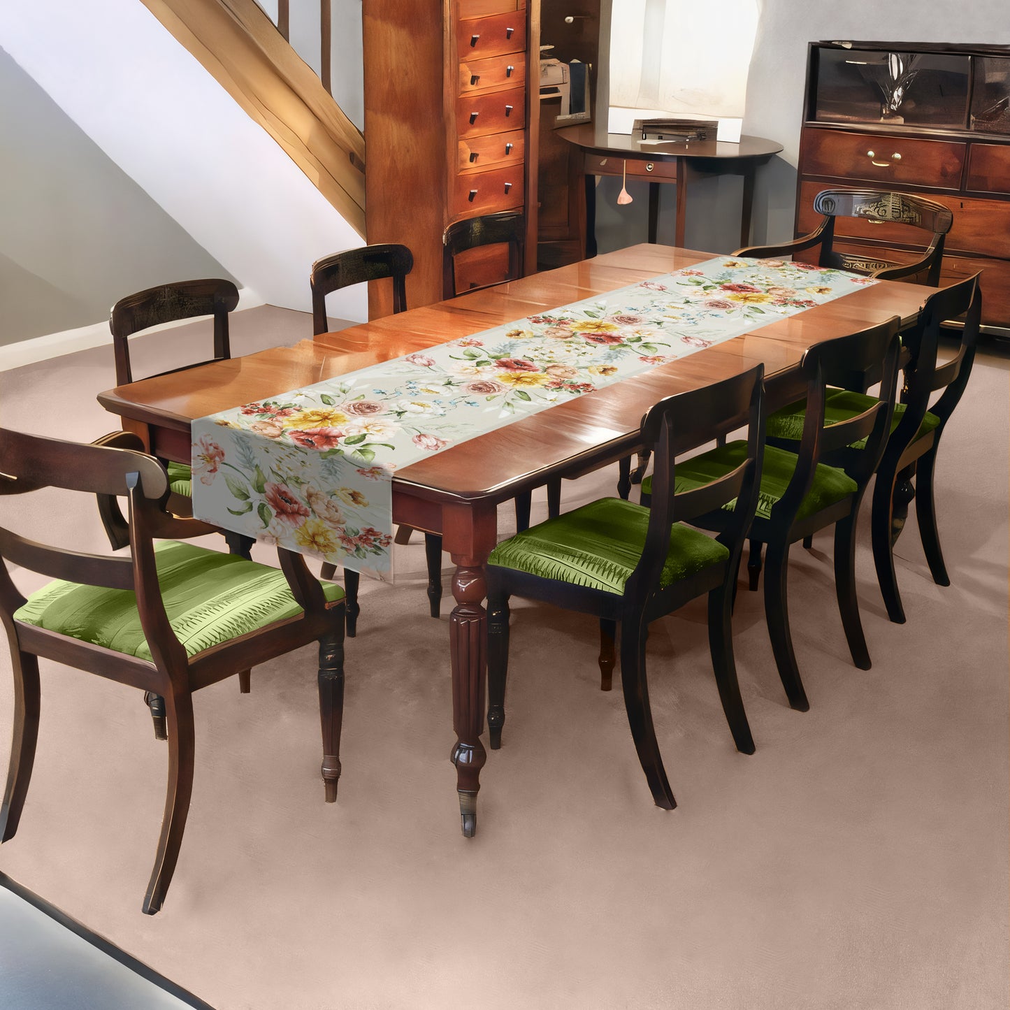 Vintage Floral Bloom Table Runner by Mark van Vuuren