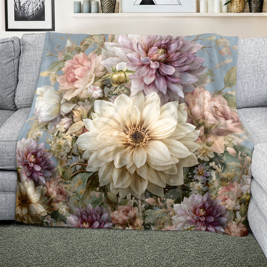 Vintage Flower Arrangement Light Weight Fleece Blanket by Mark van Vuuren