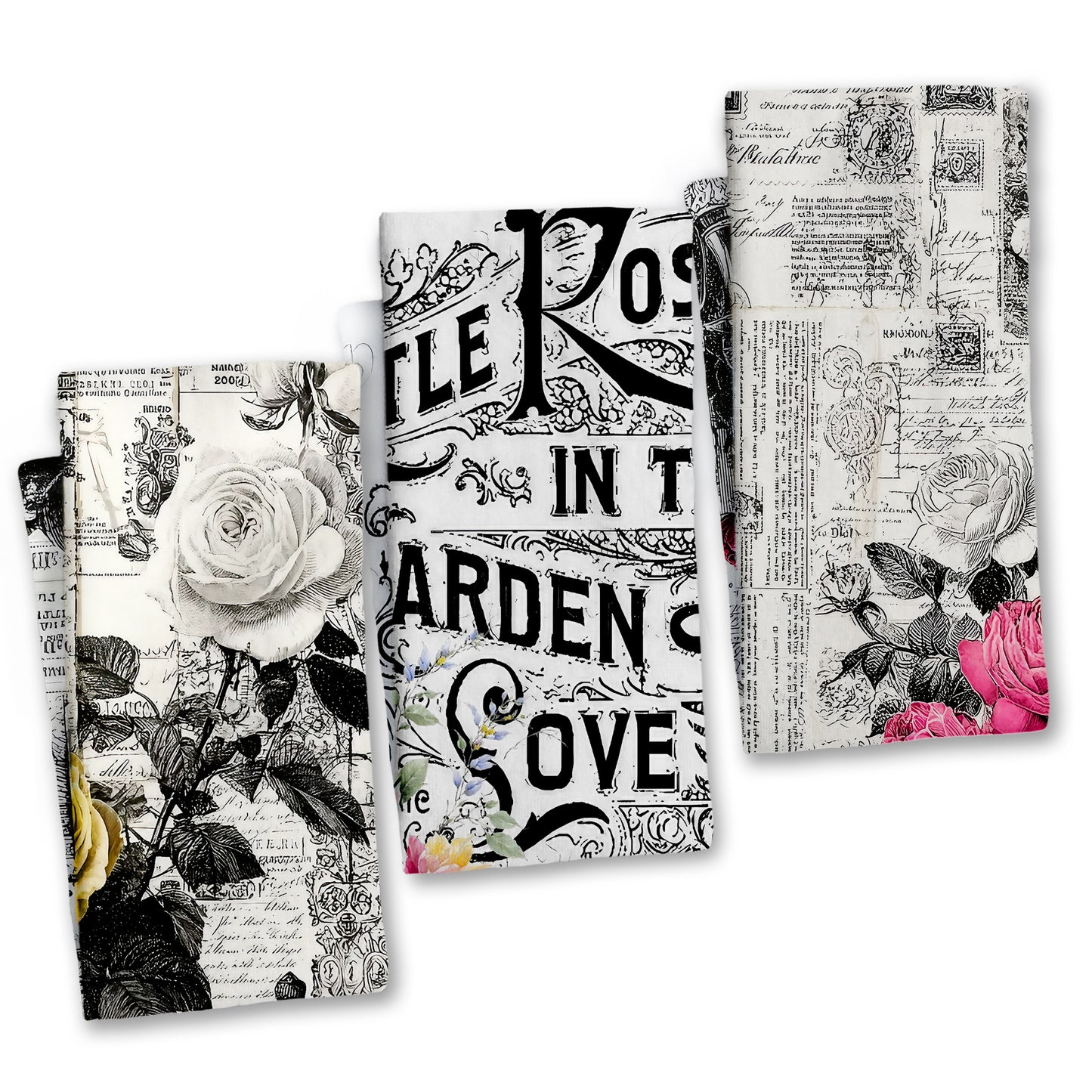 Vintage Rose Dish Cloth (Set of 3)