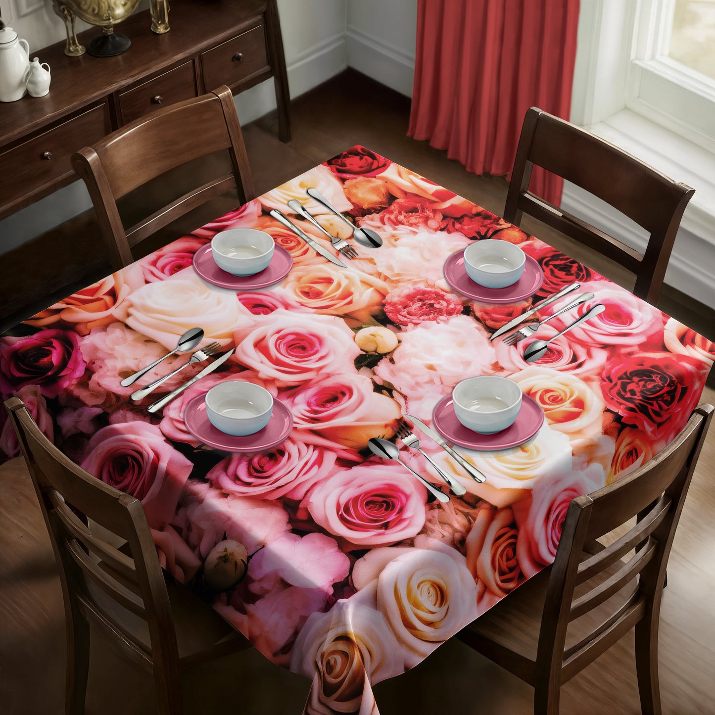 Vintage Rose Square Tablecloth