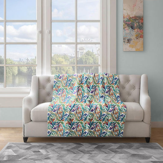 Vinatage Leaves Light Weight Fleece Blanket