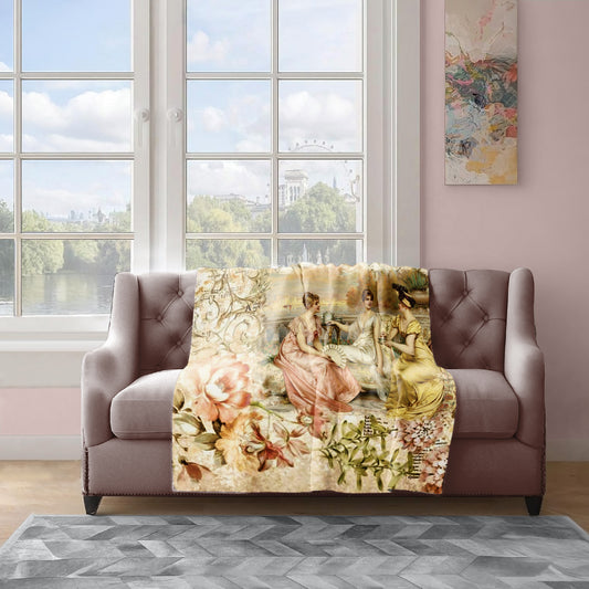 Vintage Teatime Light Weight Fleece Blanket