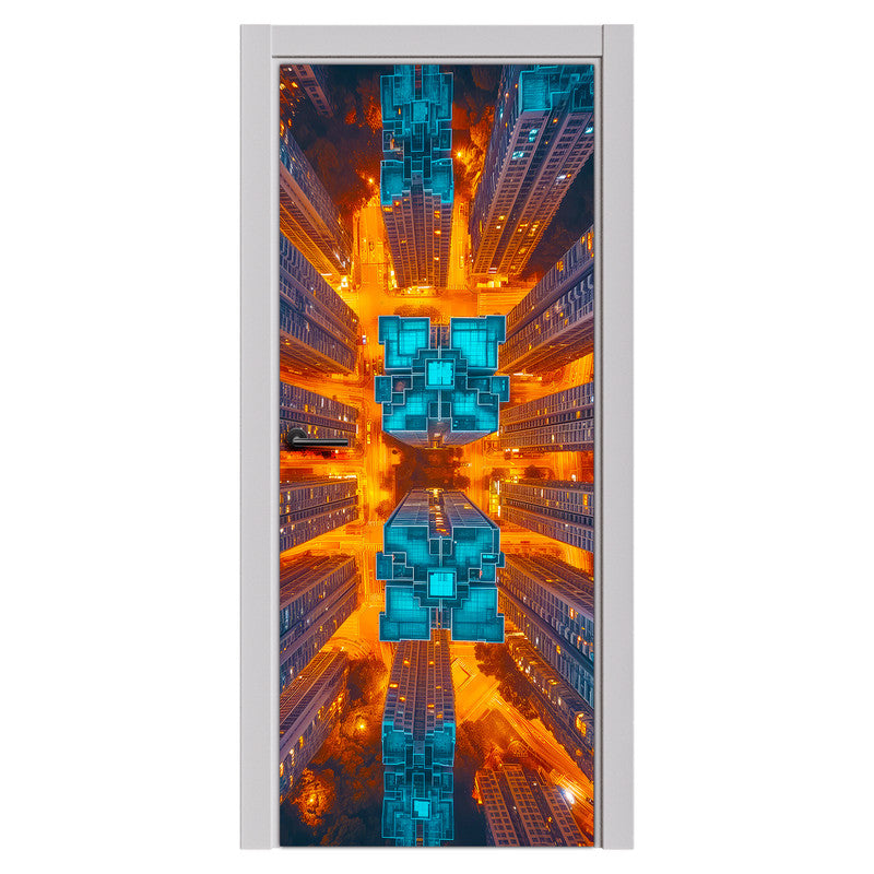 Warping Sky Scrapers Door Decoupage