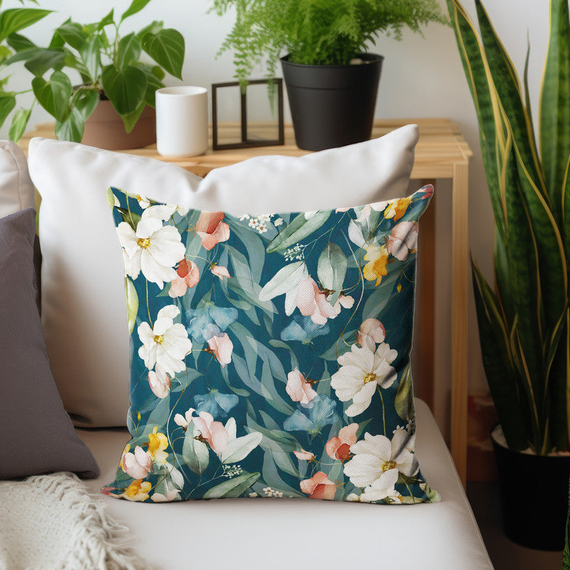 Water Painted Aqua Flower Pattern Luxury Scatter by Mark van Vuuren