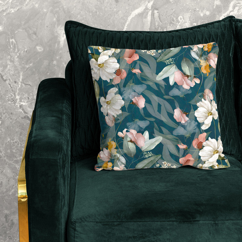 Water Painted Aqua Flower Pattern Luxury Scatter by Mark van Vuuren