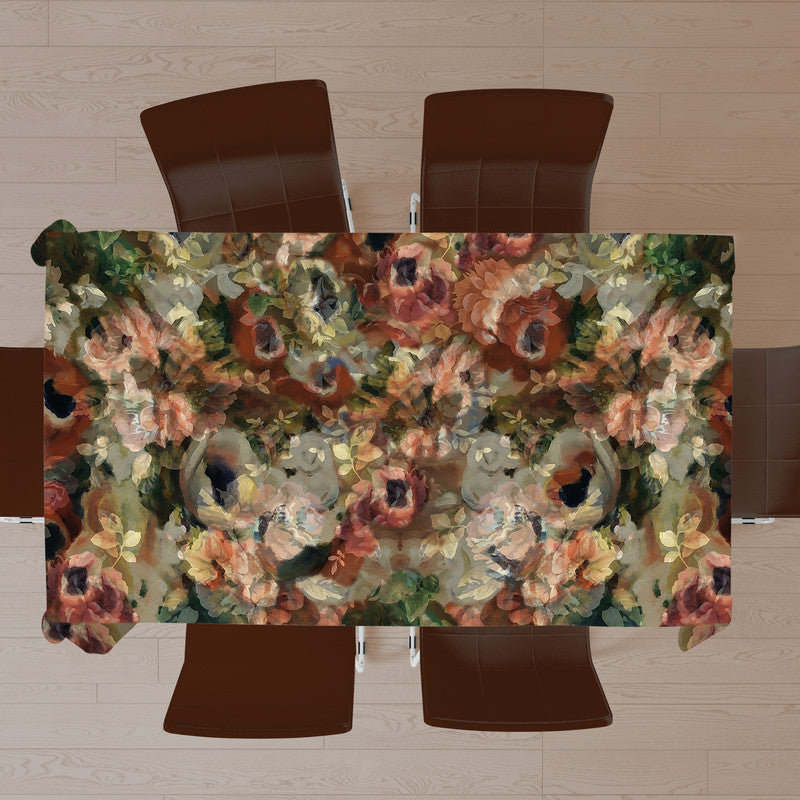 Water Painted Earth Tone Flower Mix Rectangle Tablecloth by Mark van Vuuren