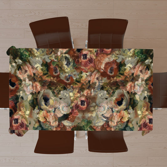Water Painted Earth Tone Flower Mix Rectangle Tablecloth by Mark van Vuuren