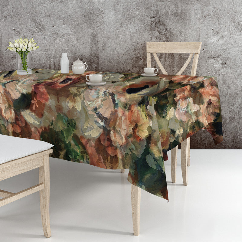 Water Painted Earth Tone Flower Mix Rectangle Tablecloth by Mark van Vuuren