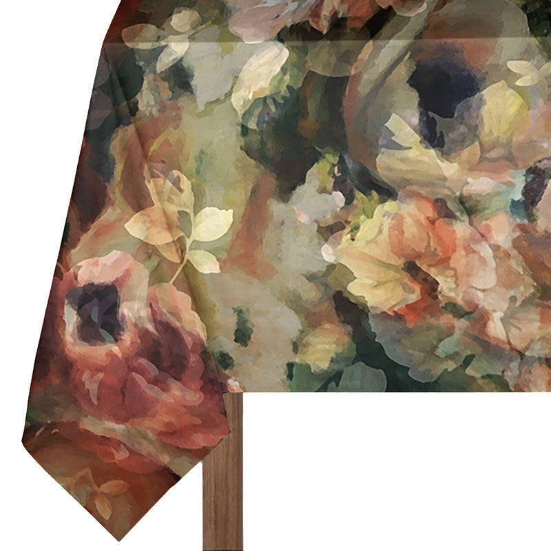 Water Painted Earth Tone Flower Mix Rectangle Tablecloth by Mark van Vuuren