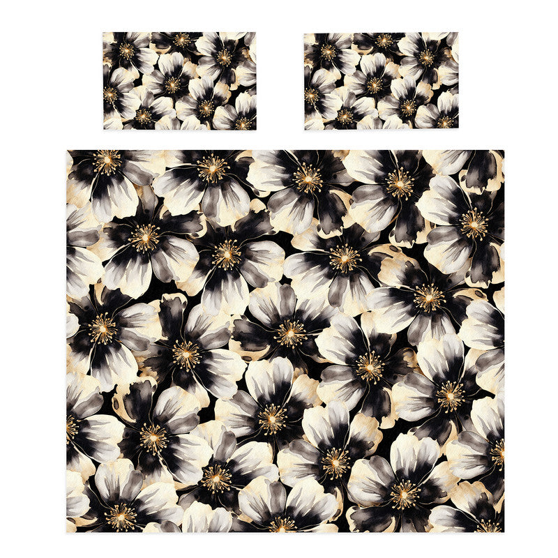 Water Painted Gold Trimmed Flower Duvet Cover Set By Mark Van Vuuren