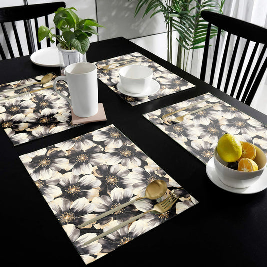 Water Painted Gold Trimmed Flower Placemats By Mark Van Vuuren