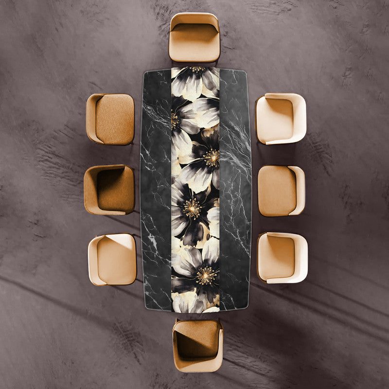 Water Painted Gold Trimmed Flower Table Runner By Mark Van Vuuren