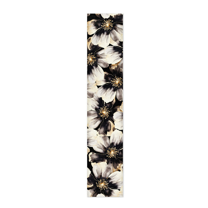 Water Painted Gold Trimmed Flower Table Runner By Mark Van Vuuren