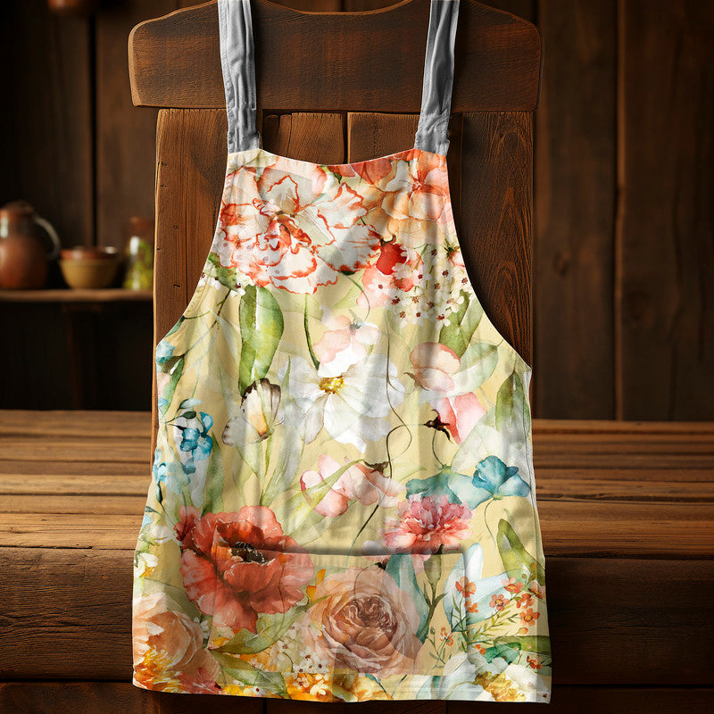 Water Painted Sun Kissed Flowers Medium Length Apron by Mark van Vuuren