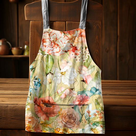 Water Painted Sun Kissed Flowers Medium Length Apron by Mark van Vuuren