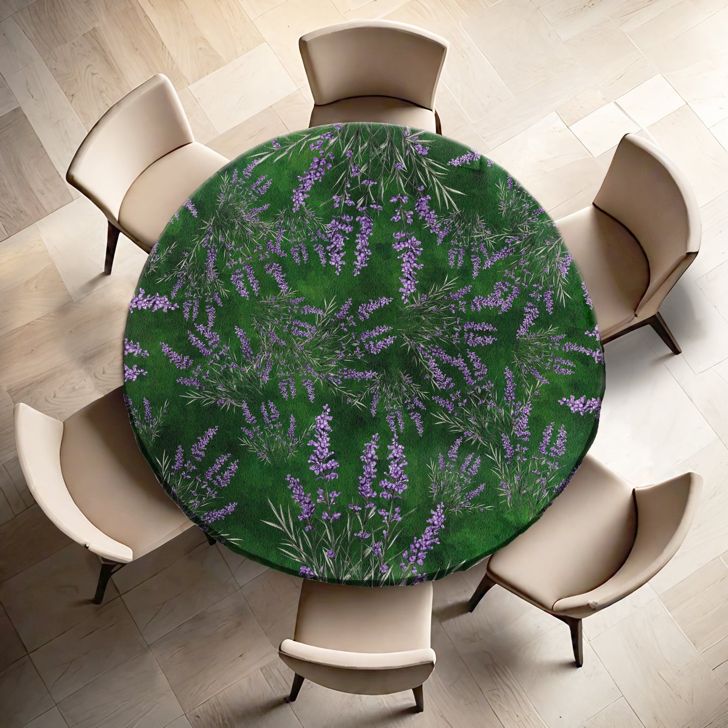 Water Painted Lavender By Mark Van Vuuren Round Tablecloth