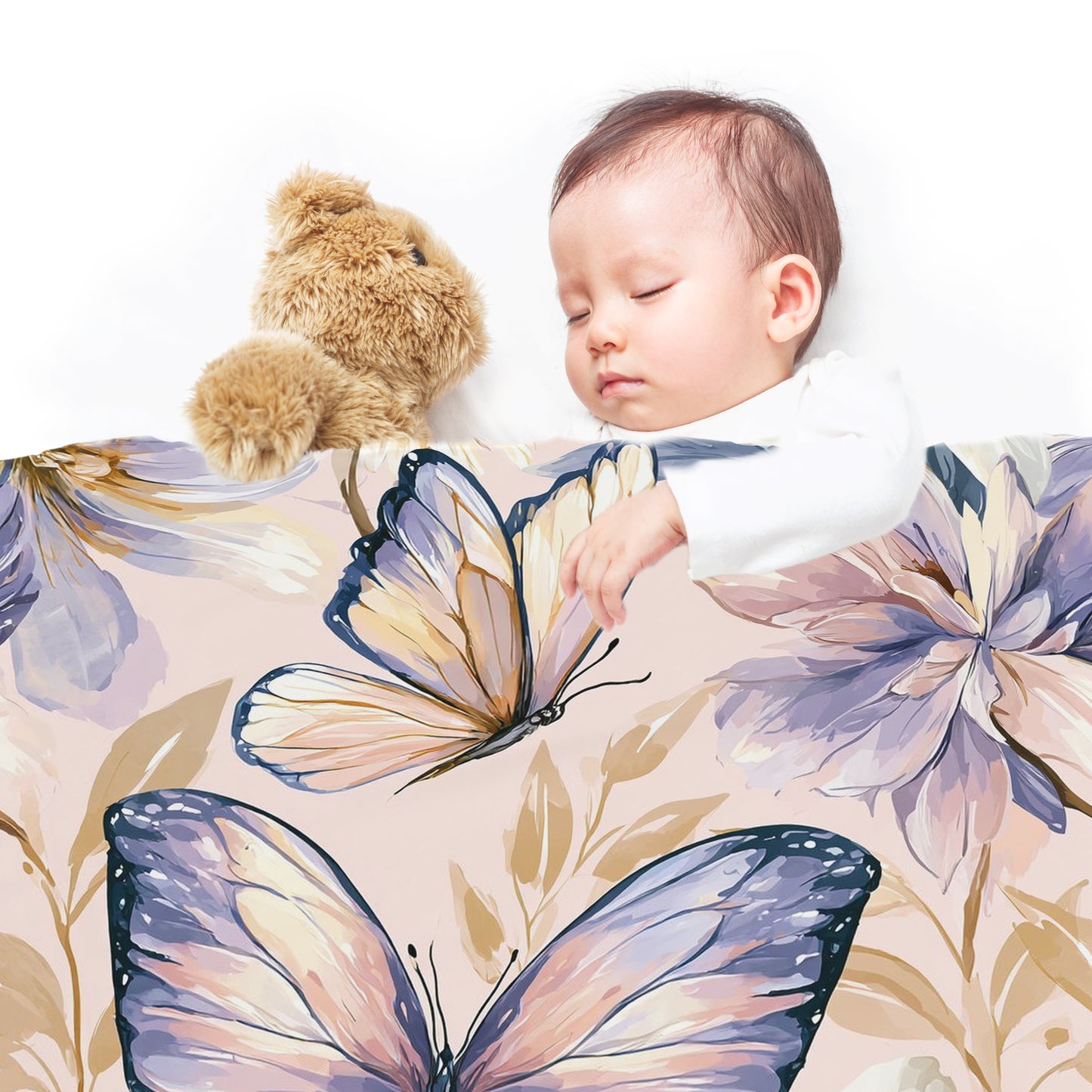 Watercolor Butterflies Baby Fleece Blanket by Wikus Schalkwyk