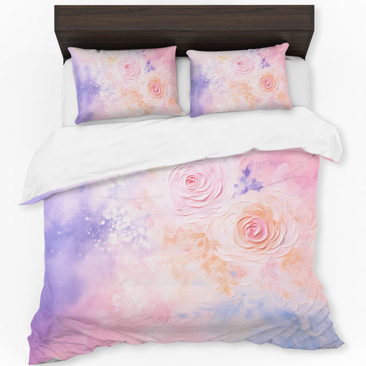 Watercolour Cloudy Rose Duvet Cover Set