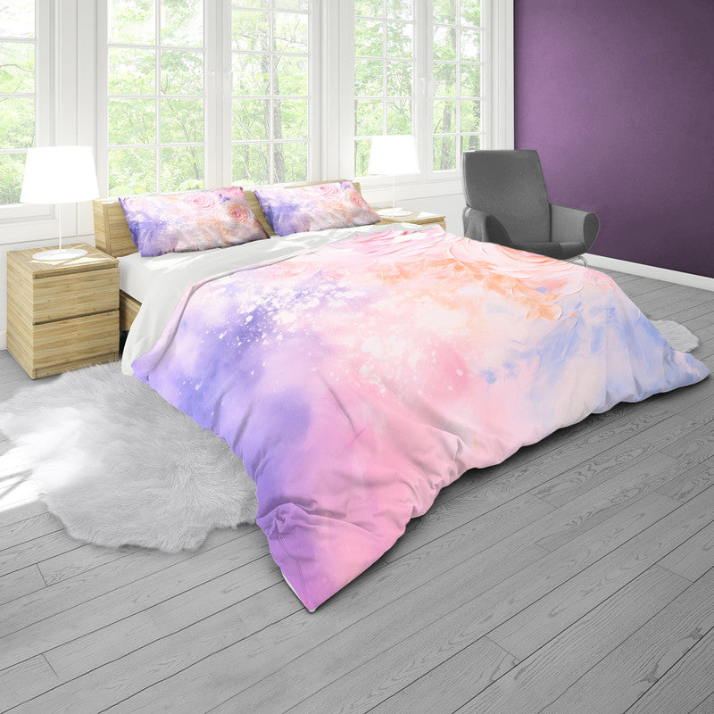 Watercolour Cloudy Rose Duvet Cover Set