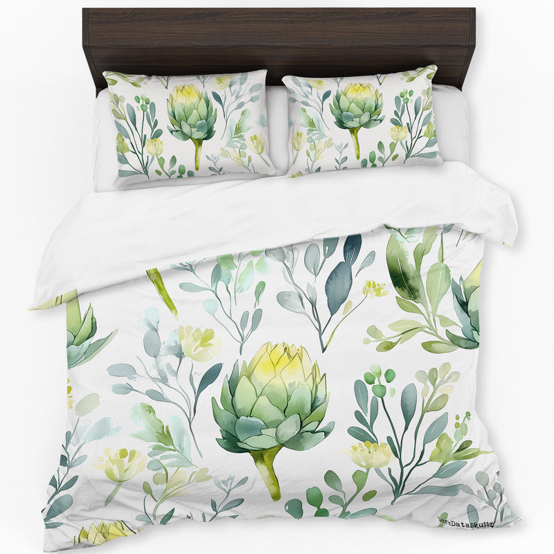 Watercolour Floral Artichokes Duvet Cover Set by Wikus Schalkwyk