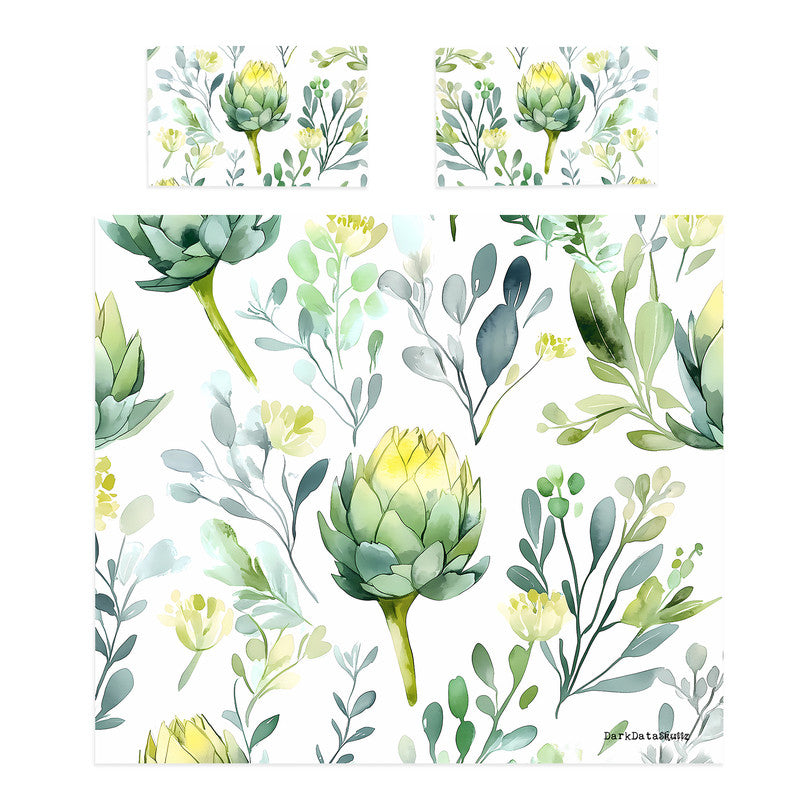 Watercolour Floral Artichokes Duvet Cover Set by Wikus Schalkwyk