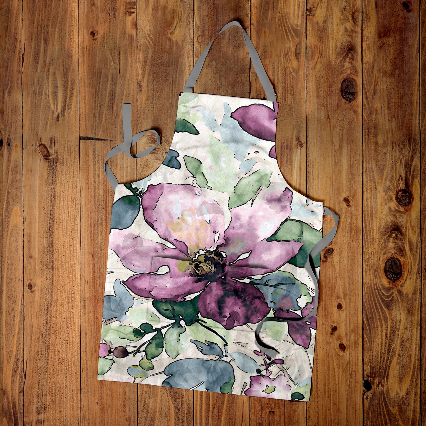 Watercolour Faded Florals Medium Length Apron By Mark Van Vuuren