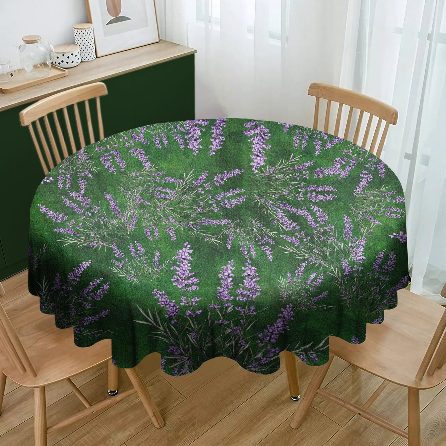 Waterpainted Lavender Field By Mark Van Vuuren Round Tablecloth