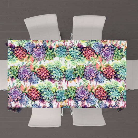 Waterpainted Succulent Rectangle Tablecloth