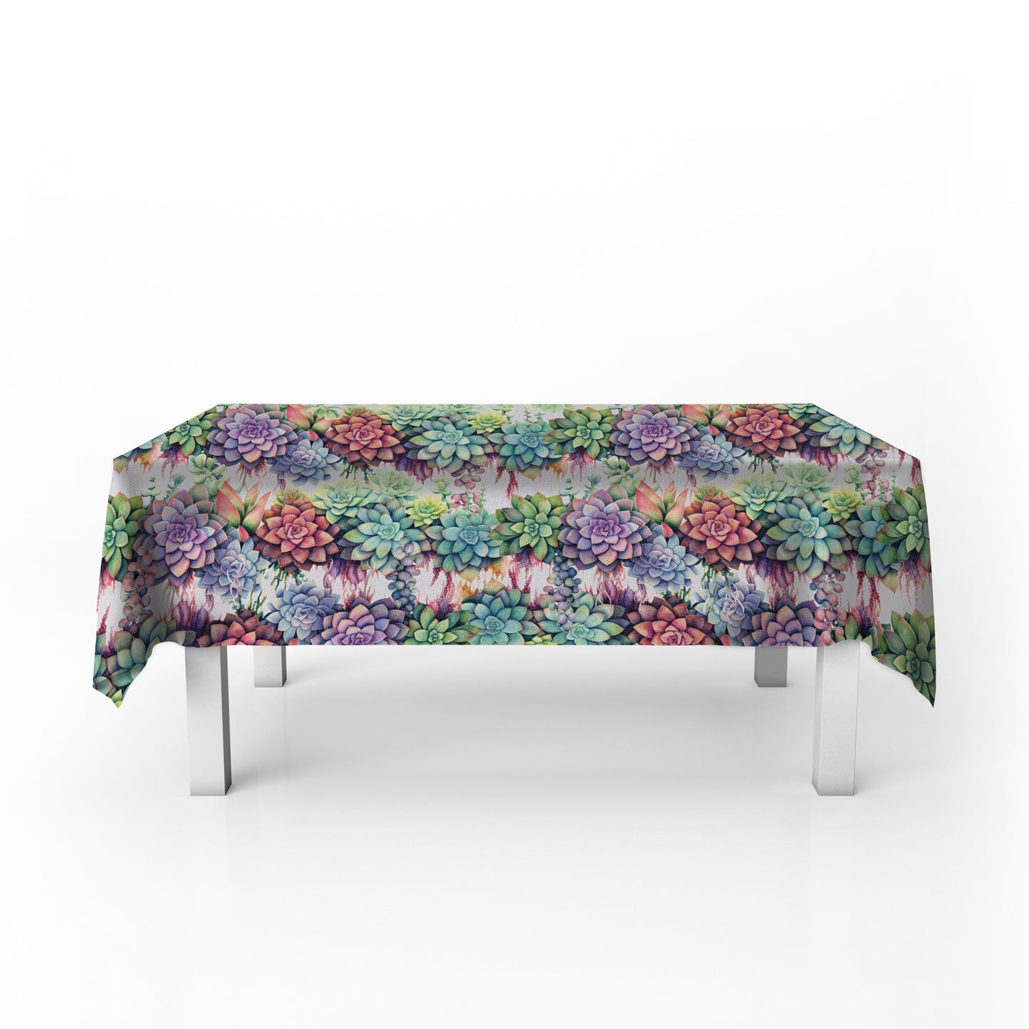 Waterpainted Succulent Rectangle Tablecloth