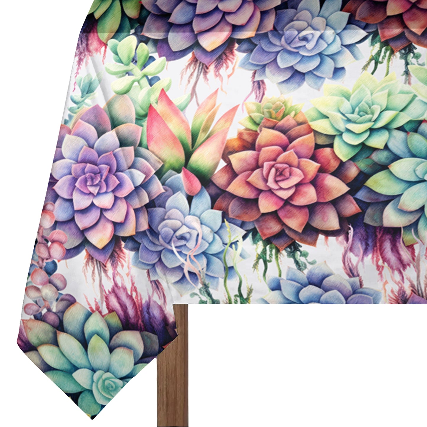 Waterpainted Succulent Rectangle Tablecloth