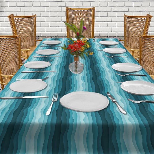 Wavy Blue Gradient 3m Rectangle Tablecloth