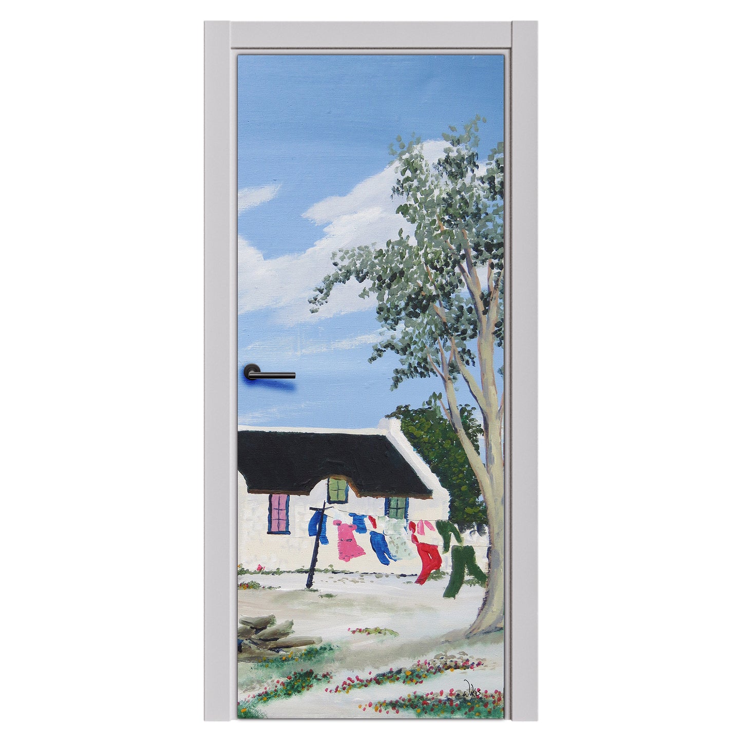 Decoupage -West Coast Washing Day By Wikus Hattingh Door