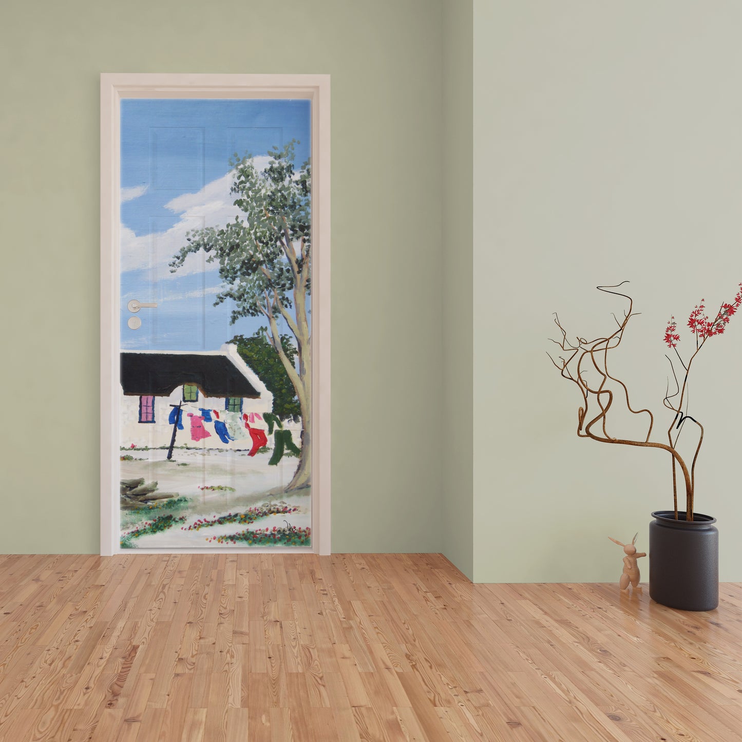 Decoupage -West Coast Washing Day By Wikus Hattingh Door