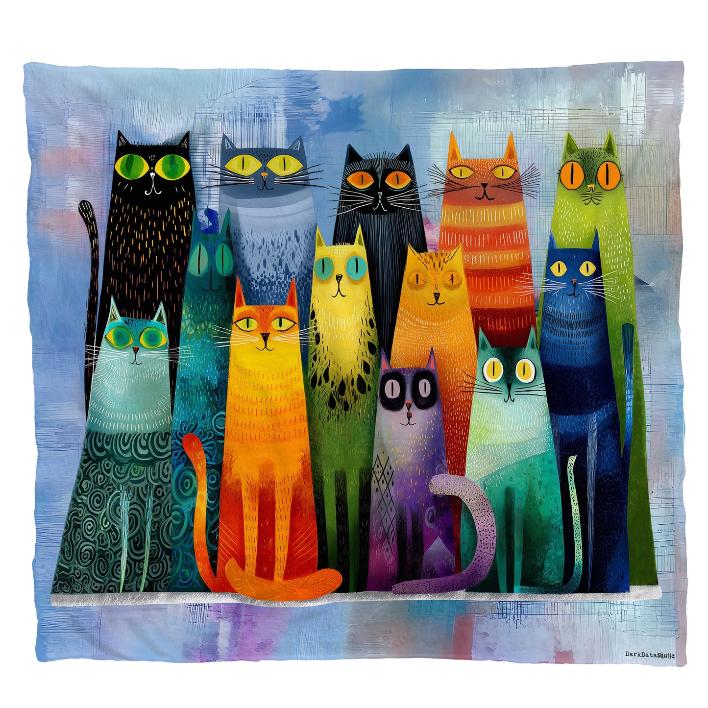 Whimsical Feline Spectrum Light Weight Fleece Blanket by Wikus Schalkwyk