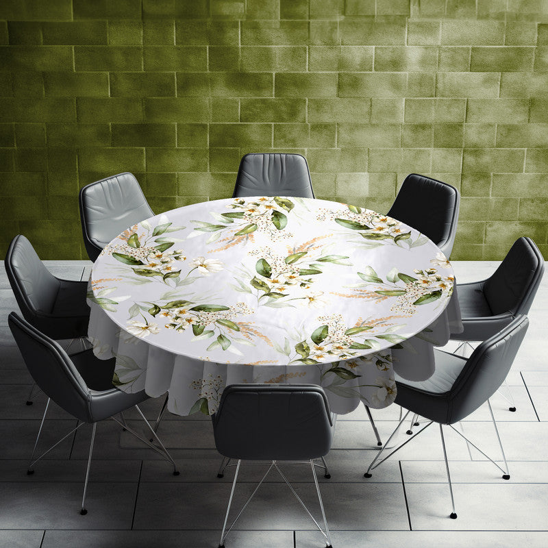 White Flower Blossom Vines Round Tablecloth by Mark van Vuuren