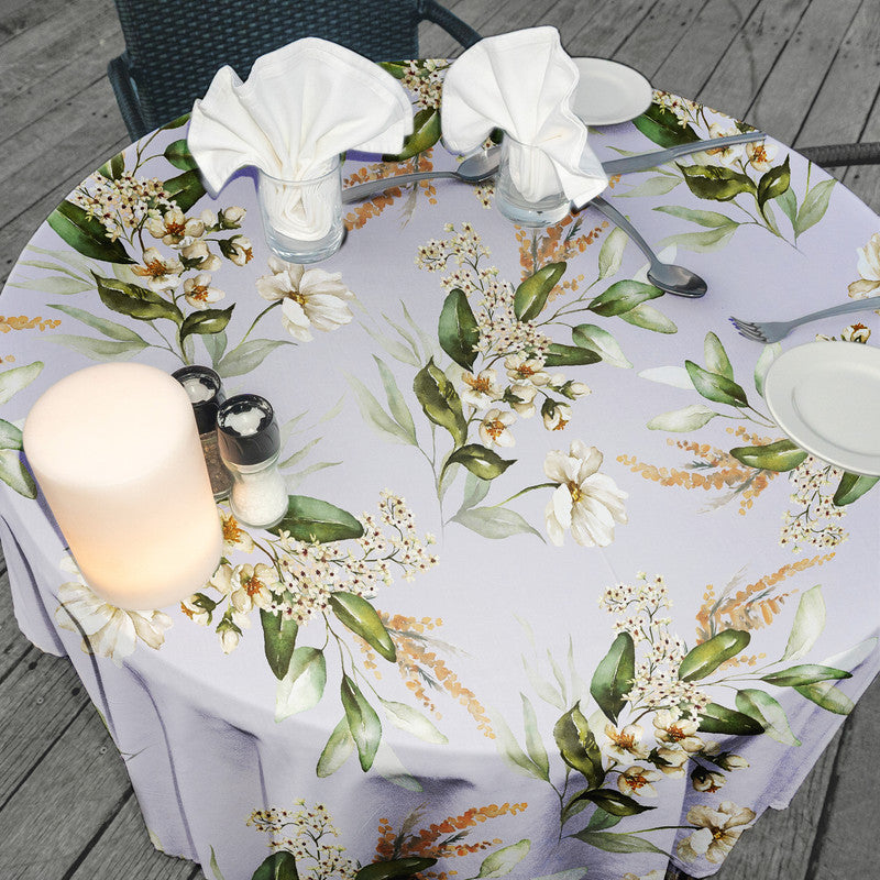 White Flower Blossom Vines Round Tablecloth by Mark van Vuuren