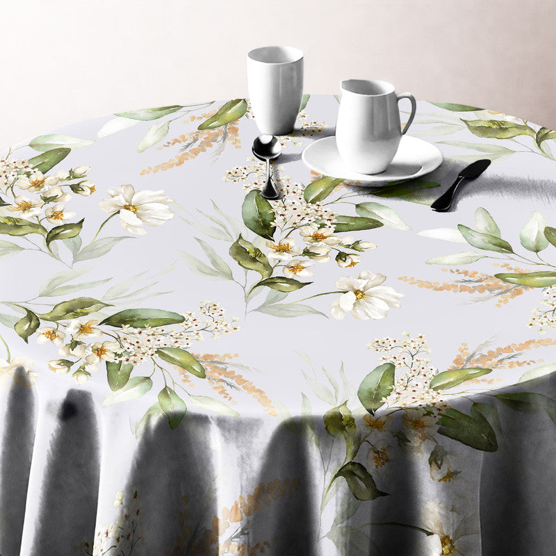 White Flower Blossom Vines Round Tablecloth by Mark van Vuuren